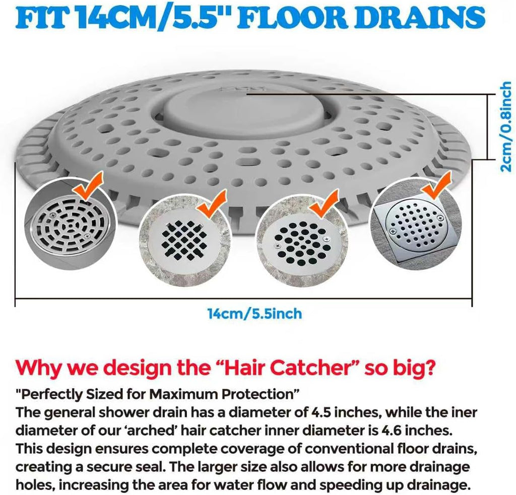 Zaa Shower Drain Hair Catcher Silicone Flat Floor Strainer Protector