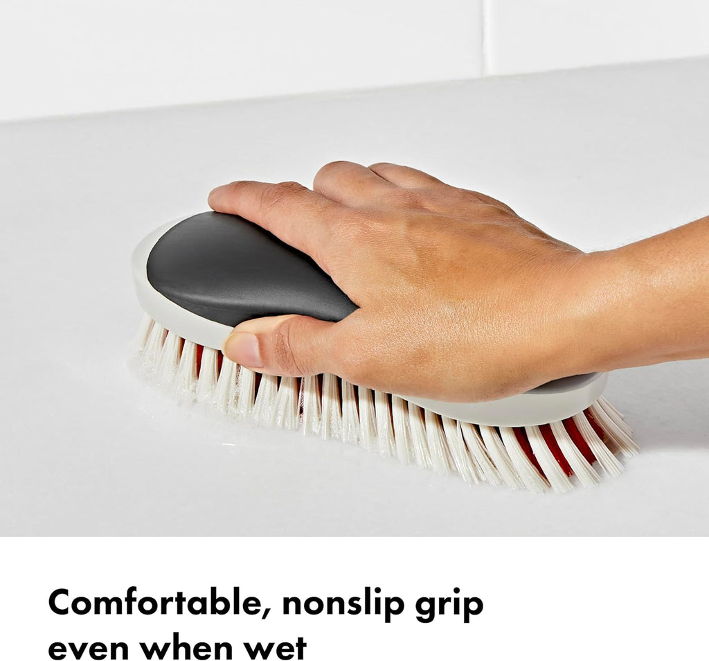 OXO Good Grips Grout Brush & Heavy Duty Scrub Brush Combo Set; Tough, Durable bristles Cut Through Grime and soap scum; Ideal for tubs, Tile Walls, countertops and Floors