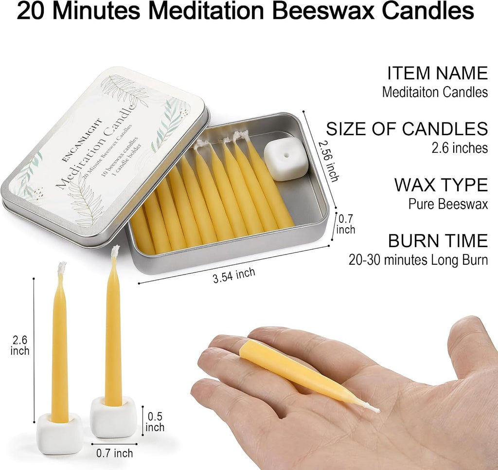 Natural Beeswax Candles 10 Pack, 20 Minutes Burning Mini Candles