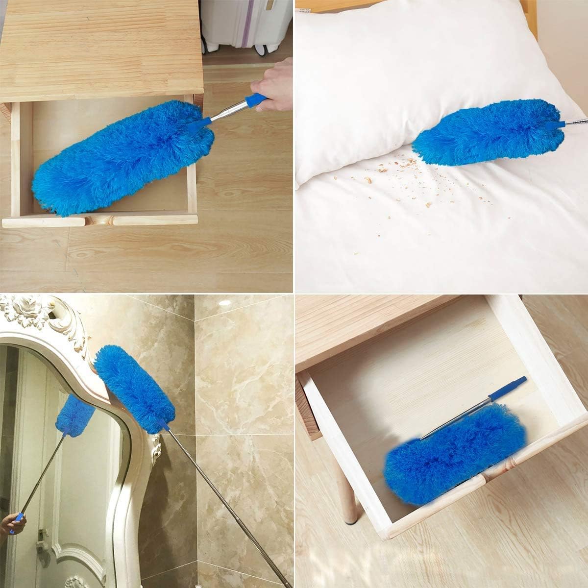 DELUX Microfiber Feather Duster Extendable Duster with 100 inches Extra Long Pole, Bendable Head & Long Handle Dusters for Cleaning Ceiling Fan, High Ceiling, Blinds, Furniture & Cars