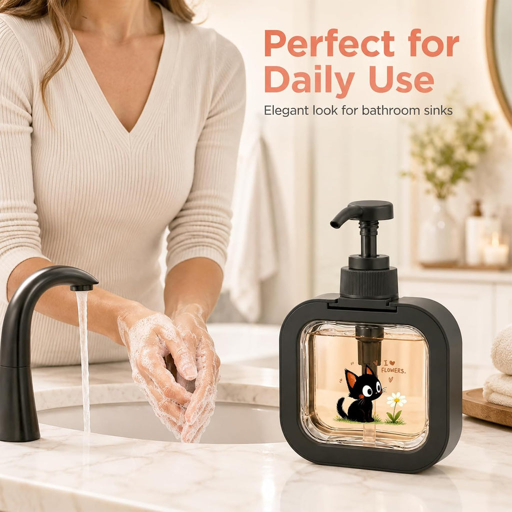 Black Cat Soap Dispenser 500ml Pump Bottle for Hand and Dish Soap