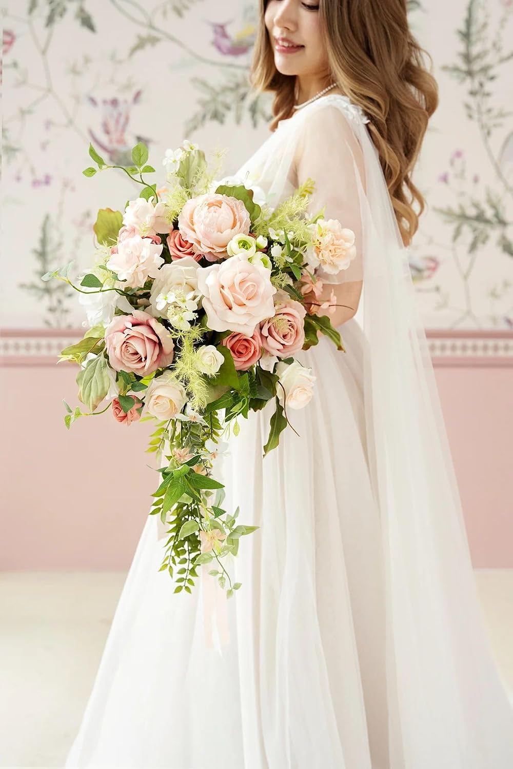 Ling's moment Fake Flowers Box, Garden Blush, Mini Combo