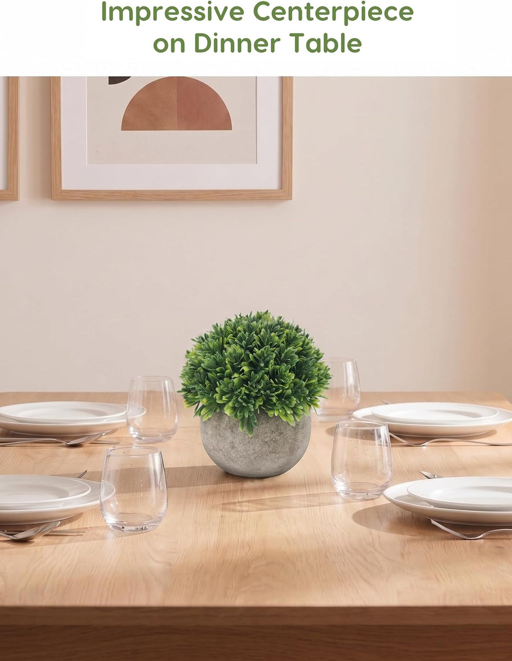 Velener Artificial Boxwood Faux Plant Indoor- Topiary Small Desk Plant Decor for Bedroom Office Cubicle Shelf Decor Window Will Plant Shelf Decoration Dorm Kitchen Counter, Farmhouse Home Decor Accent