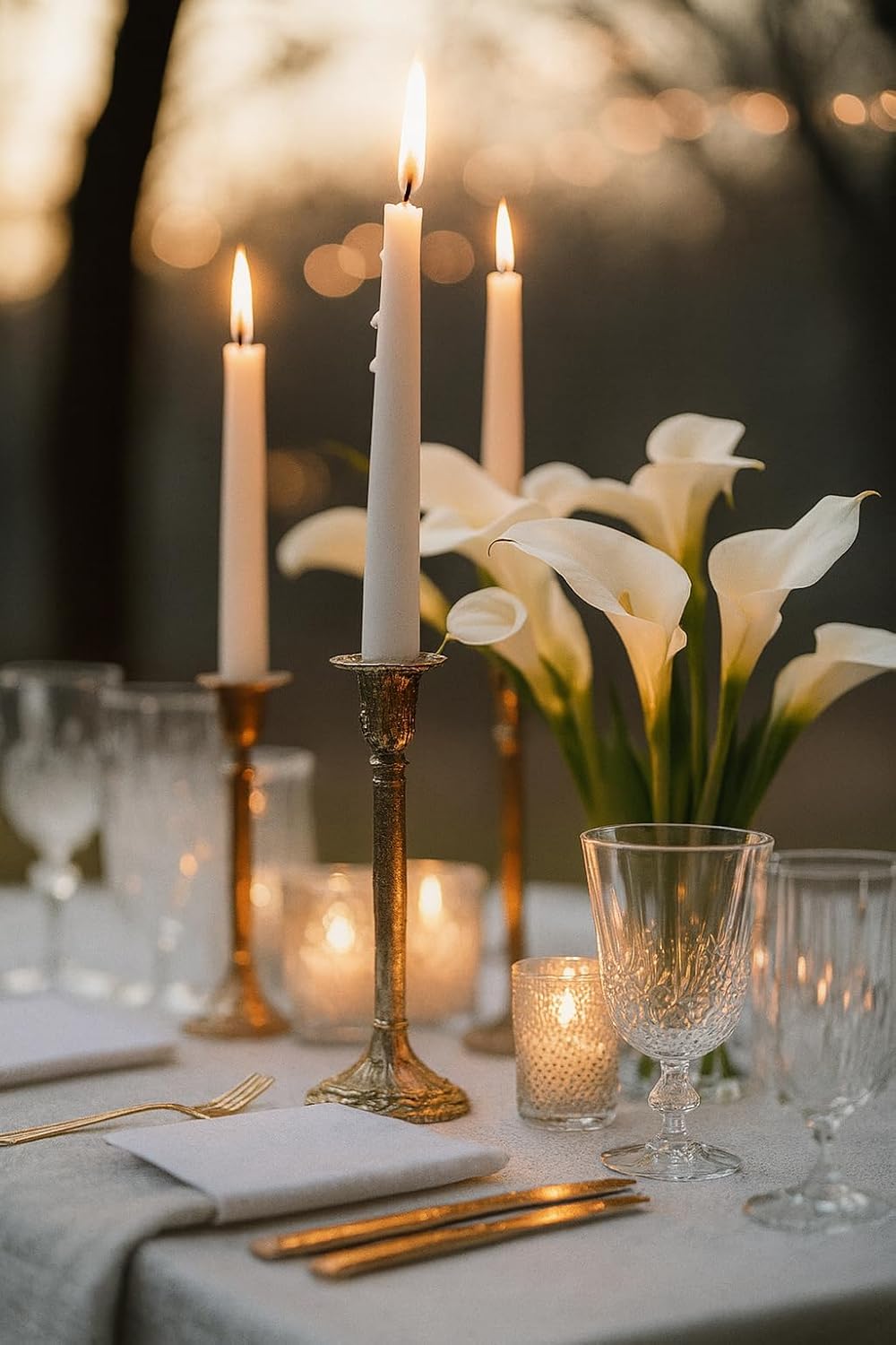 Taper Candles 10 Inch 12 Pack White – CW Studio Unscented Smokeless Candlesticks, 7-8 Hour Clean Burn – Elegant Dinner Table Centerpiece for Wedding, Holiday Decor & Romantic Dinners