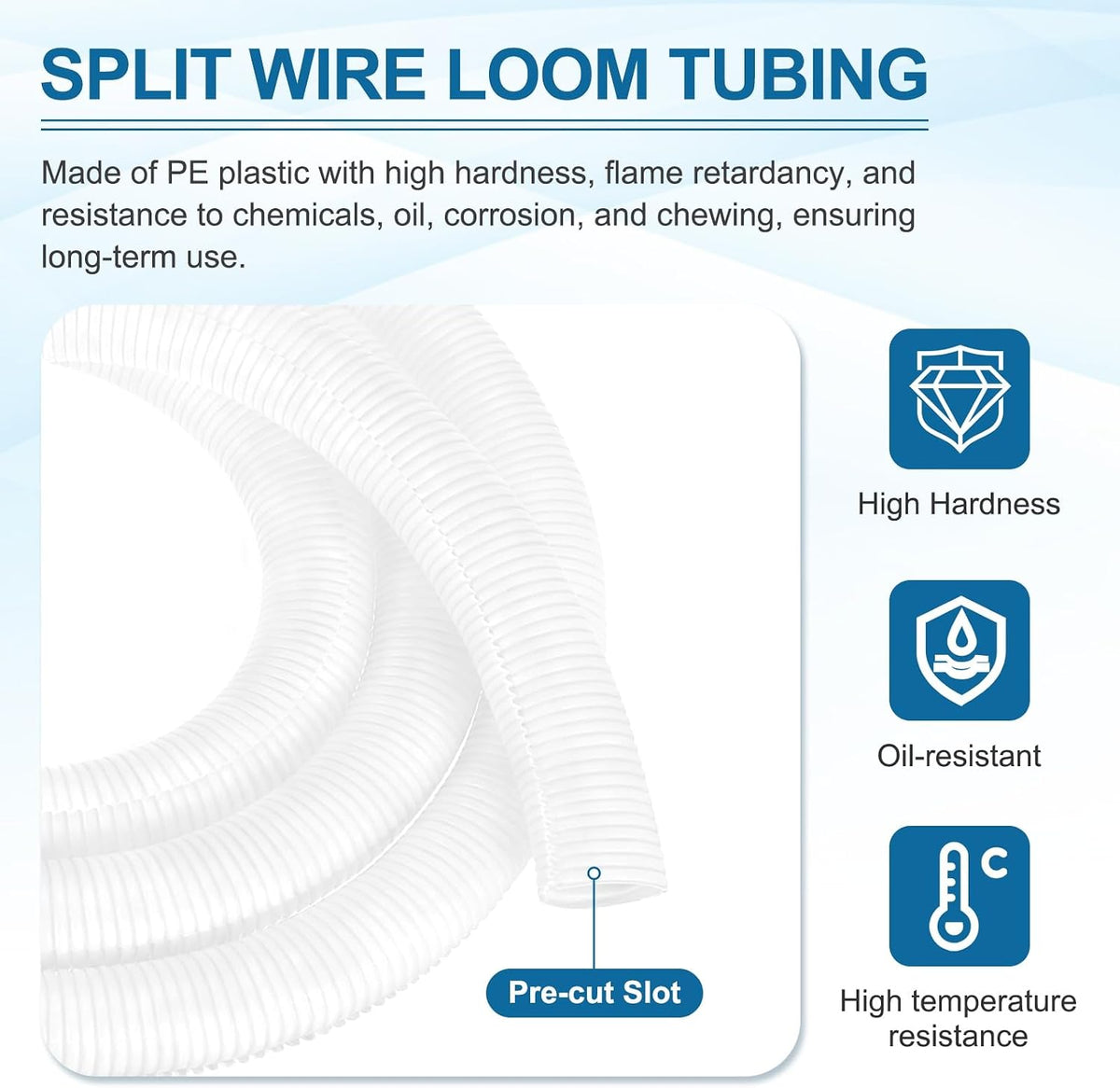 MECCANIXITY 1 1/2" 20ft Split Wire Loom Tubing w/Installation Tool White