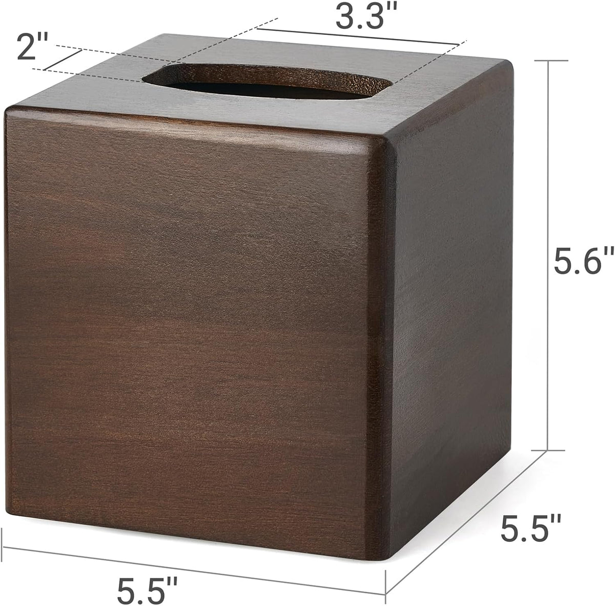 Mkono Tissue Box Cover Square, Rustic Wood Open-Bottom Holder, Dark Brown