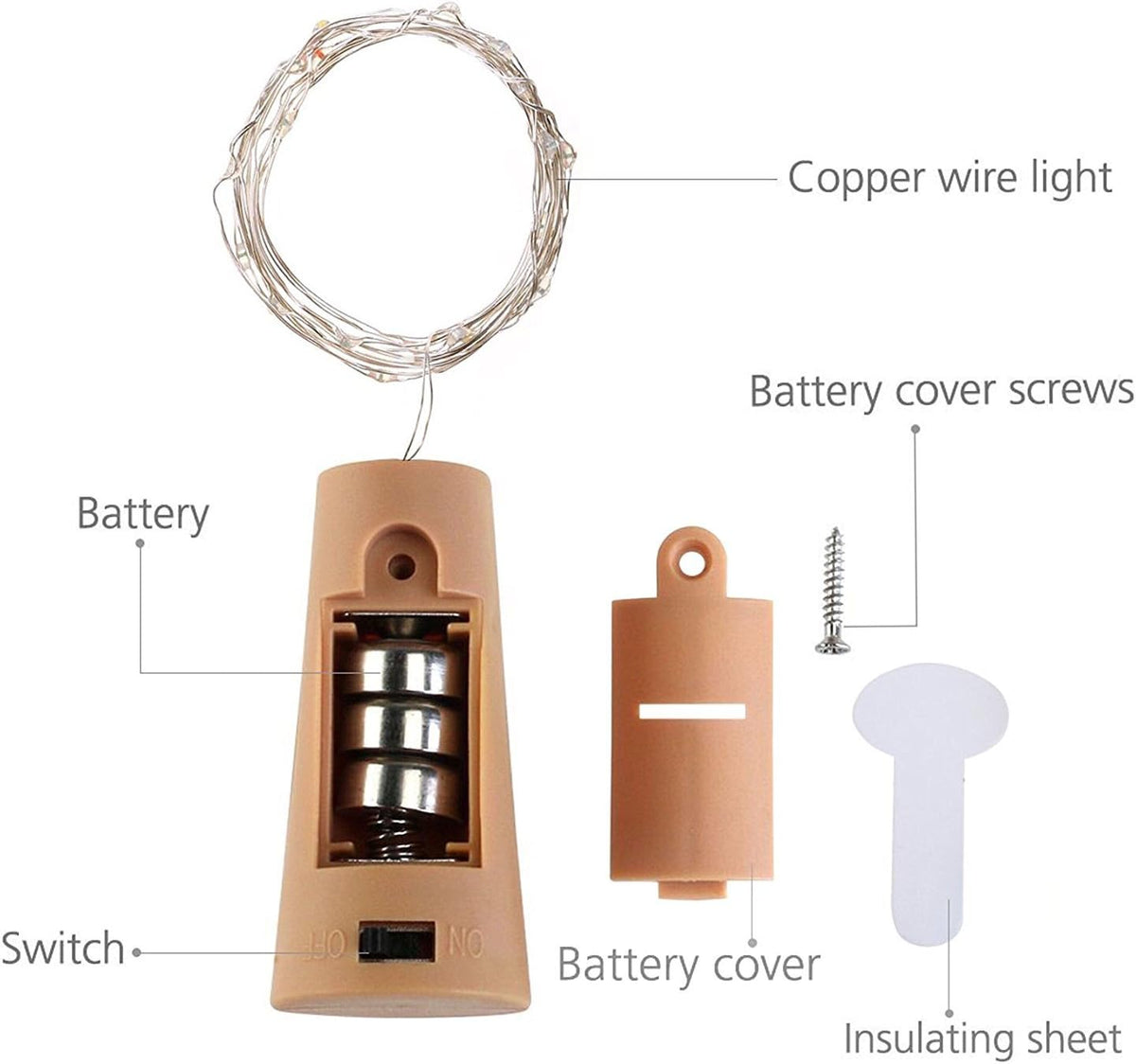 20 Pack 10 LED Wine Bottle Cork Lights, Fairy Mini String Lights Copper Wire, Battery Operated Starry Lights for DIY, Christmas, Halloween, Wedding, Party, Indoor&Outdoor (20 Pack, Warm White)