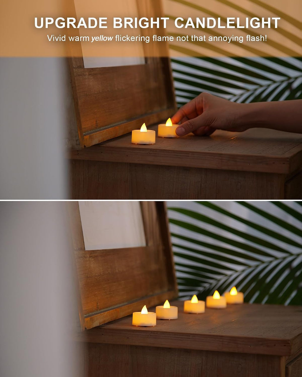 BEICHI 24Pack Flameless LED Tealights Candles with Timer, 6H Timer Built-in