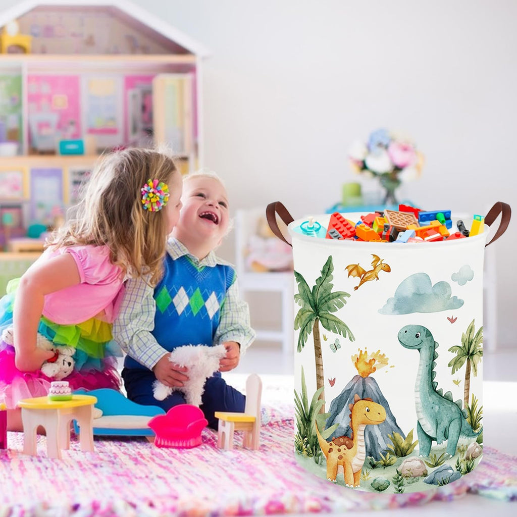 Dinosaurs Baby Laundry Hamper,Collapsible canvas laundry basket,Dinosaur Baskets for Boys,Dragon dirty clothes basket(Roaring dinosaur)