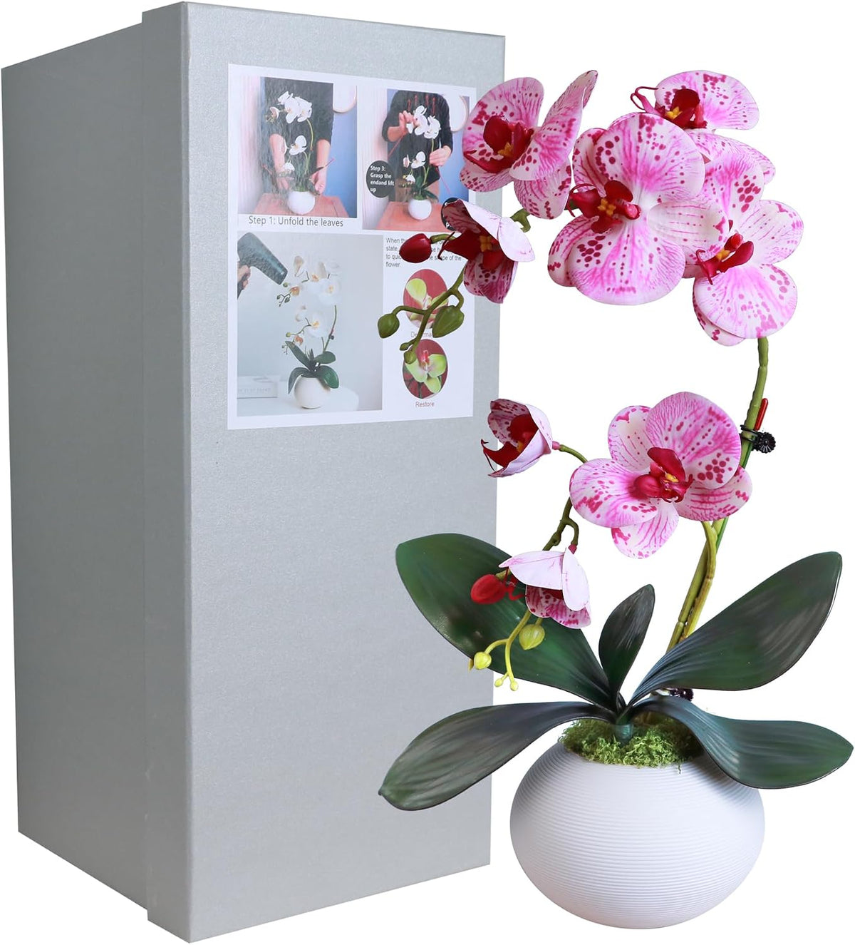 Forlaoers Purple 17" Tall Fake Orchids Small Artificial Plants Faux Flowers in Vase Silk Flowers for Home Decor Indoor Dining Room Table Centerpiece Floral Arrangements Decoration