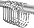 Bathway Shower Curtain Rings, Shower Curtain Hooks Chrome Shower Rings Rust Proof, Anti-Drop Shower Rings for Curtain, 12Pcs Shower Hooks for Shower Curtain Rod Oval Bathroom Curtain Rings
