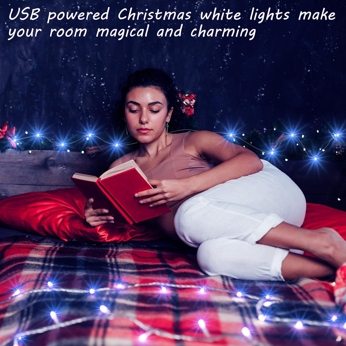 Macarrie 12 Pcs USB Fairy Lights 33ft 100 LED, White