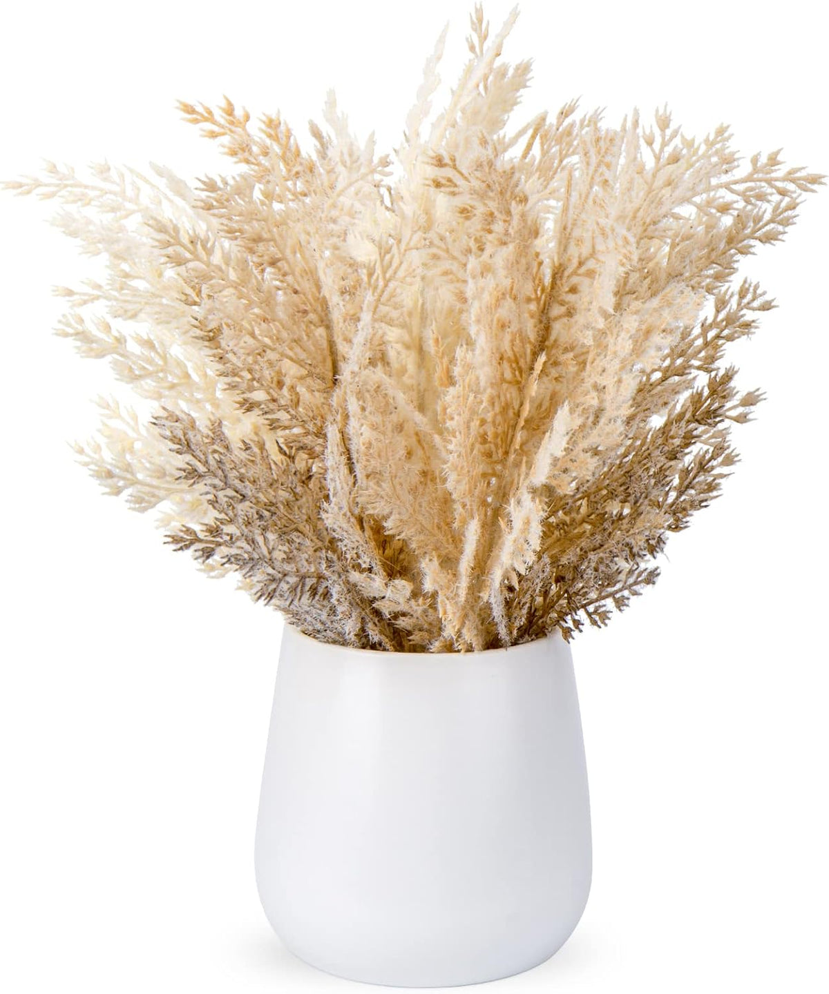 Faux Pampas Grass with Vase, Artificial Pampas Grass Flowers Bouquet Plant Fluffy Boho Home Decor Fake Pompass Pompous Grass Floral Arrangement for Wedding Party Table Room Decorations Broze