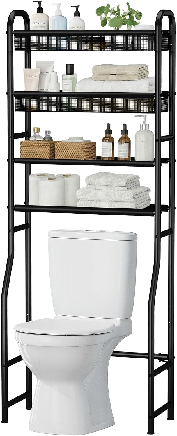 4-Tier Over The Toilet Storage Shelf, Bathroom Over Toilet Organizer