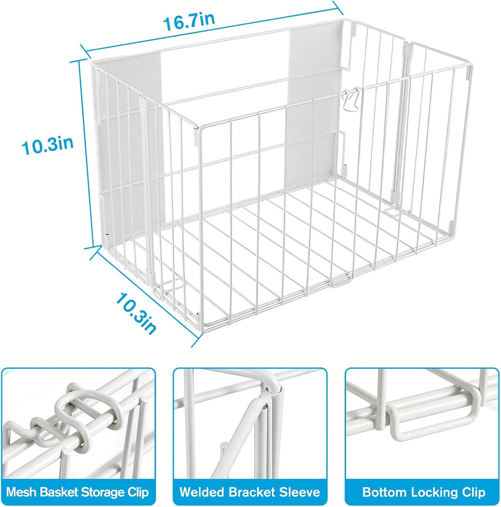 Magnetic Collapsible Laundry Basket, Foldable Metal Laundry Hamper for Washing Machine Side, Space Saving Pop Up Hamper, Laundry Room Organization and Storage (White)