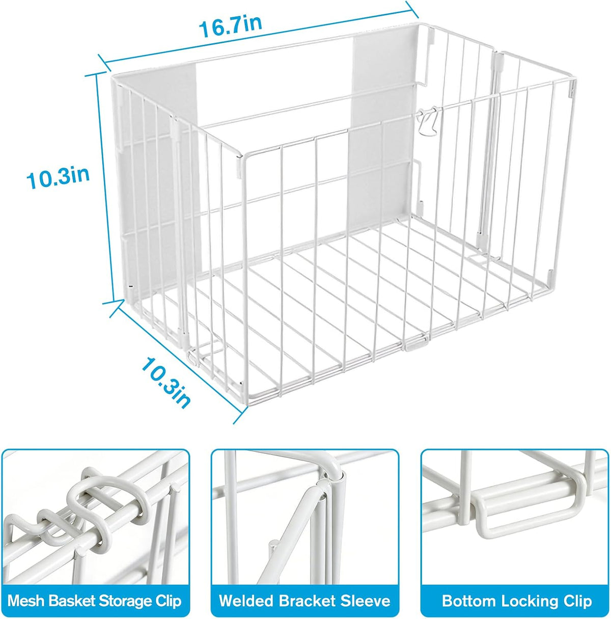 Magnetic Collapsible Laundry Basket, Foldable Metal Laundry Hamper for Washing Machine Side, Space Saving Pop Up Hamper, Laundry Room Organization and Storage (White)
