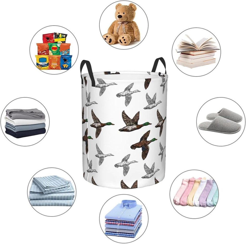 Laundry Basket Room Decor,Round Laundry Hamper Waterproof Dirty Clothes Hamper Collapsible Laundry Baskets With Handles,Toy/Clothes Storage Basket For Home Dorm Bathroom Decor