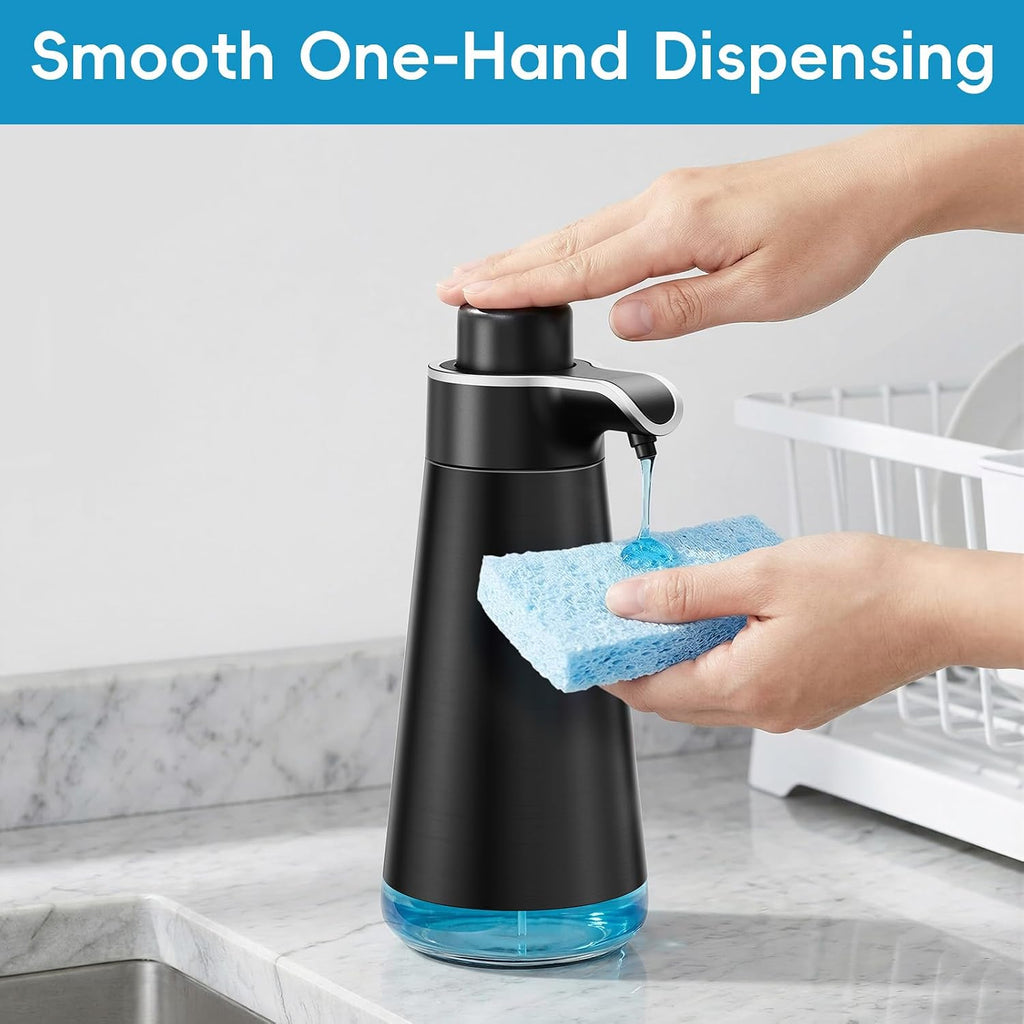 BYUNER Soap Dispenser for Bathroom & Kitchen, 15 fl oz Refillable Soap Dispenser, Brushed Black Metal Look Countertop Soap Dispenser, Rust-Free Hand Soap & Dish Soap Dispenser