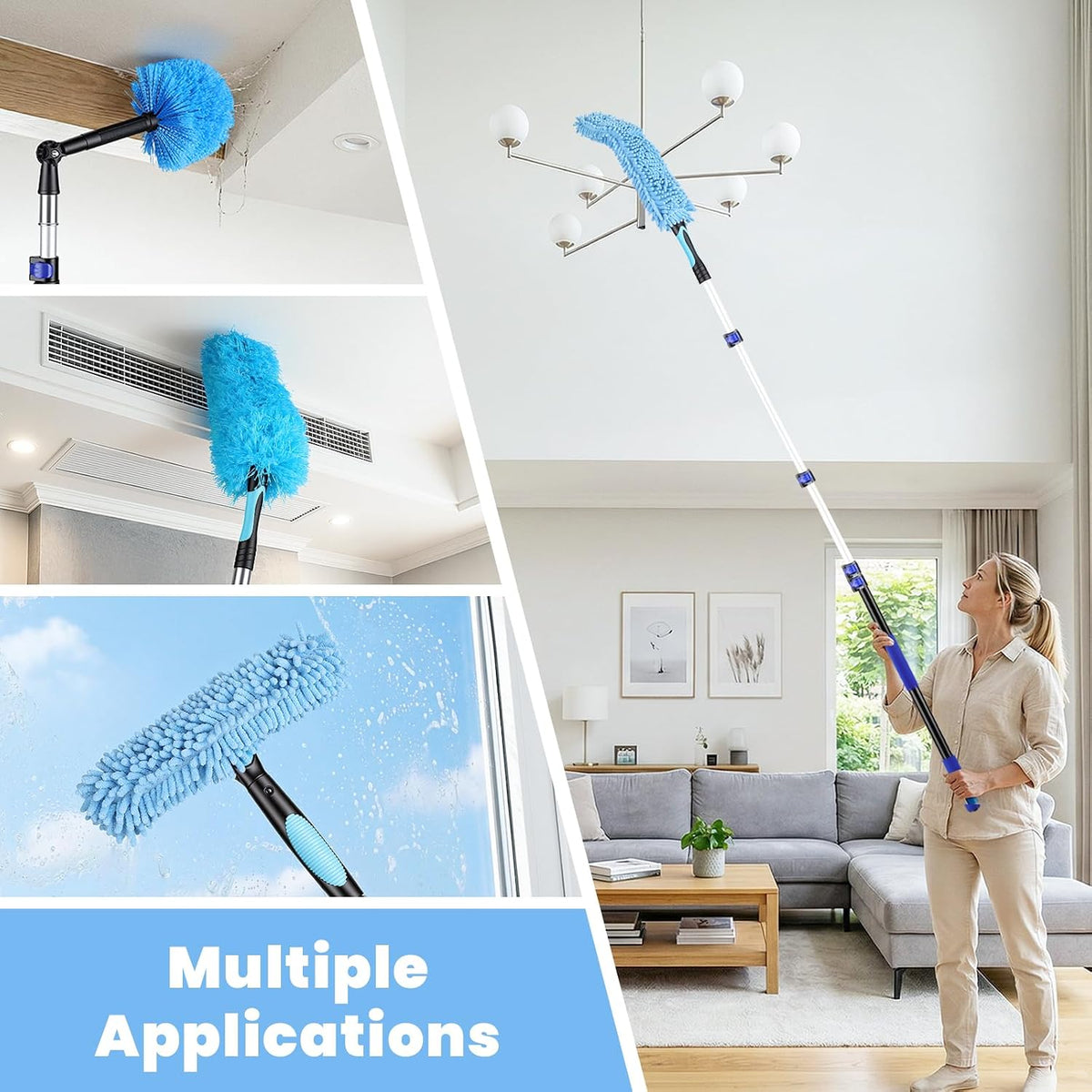 20ft High Reach Extendable Duster Kit with 5-12ft Extension Pole