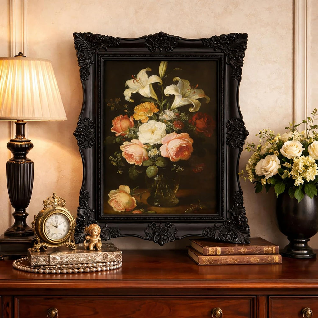 5x7 Vintage Picture Frames -5x 7 Antique Picture Frame, Ornate Frames 5 X 7 With Glass Front For Tabletop Photo Display And Wall Hanging, Victorian Poster Frame 5 By 7 (Black, 5X7)