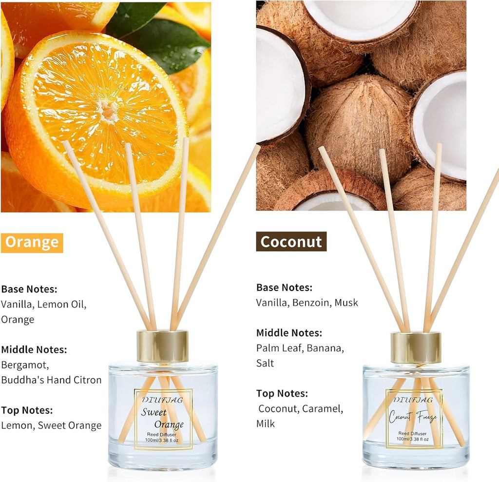 200ml Scent Diffuser with 6 Fiber Sticks, 6.76 oz Reed Diffuser Set