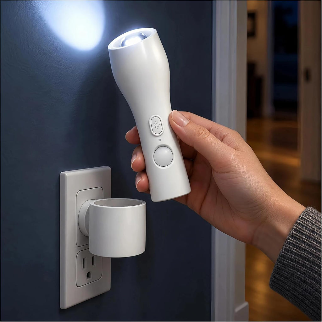 Plug In Motion Sensor Night Light, Emergency Flashlight for Power Outages
