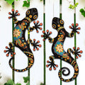 Metal Gecko Outdoor Decor -2 Pack Metal Gecko Wall Art Hanging Sculpture Decoration for Indoor or Outside, Garden Yard Fence Porch Wall Decorations