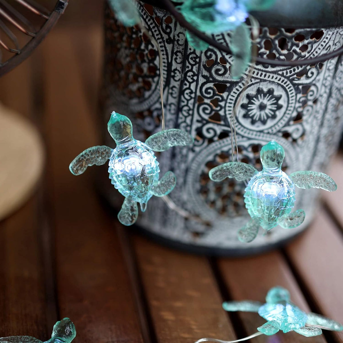 Beach Theme -Cute Green Sea Turtle String Lights- Ocean Fairy Decorative Lights- 10ft 30 LEDs -USB Powered -Multi-Function- Remote Control-Christmas -House Party- Bathroom -Baby Shower Decor