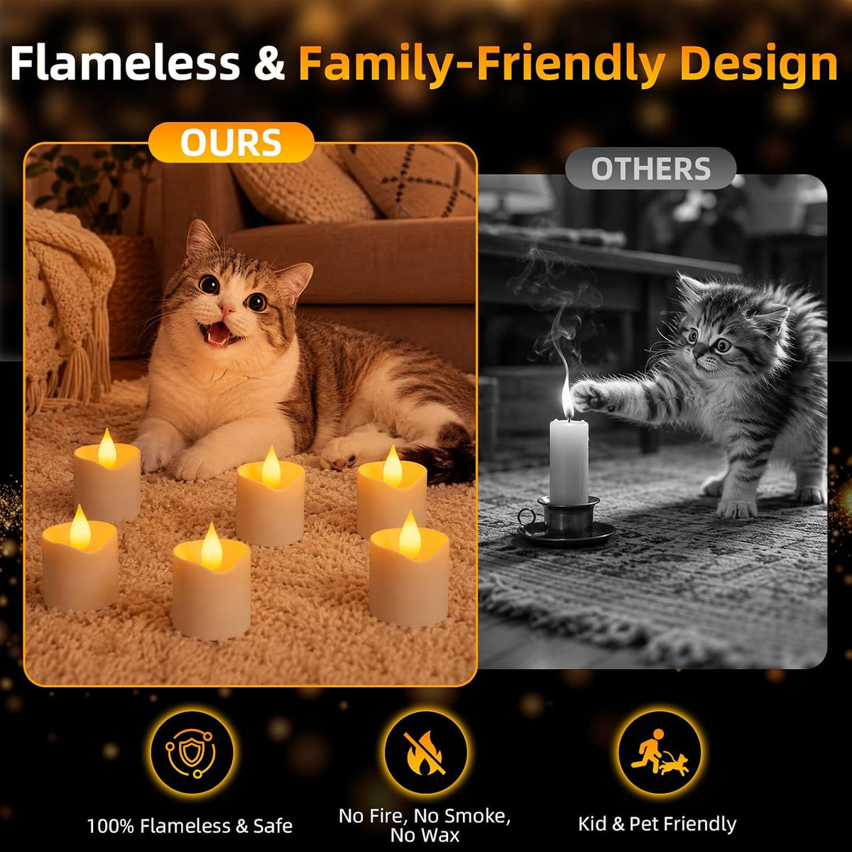Rechargeable Tea Lights Candles, 12 Pack Flameless Candles with Remote