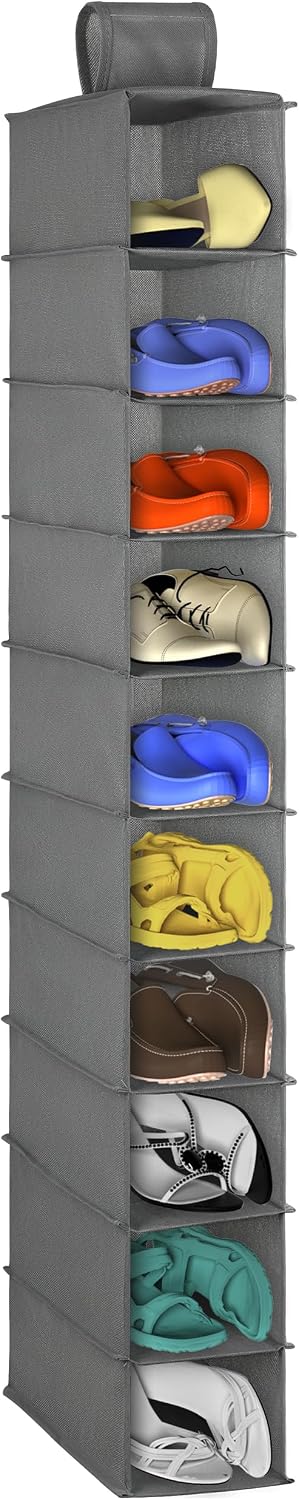 Libeder 10-Shelf Hanging Closet Shoe Organizers and Storage, Grey