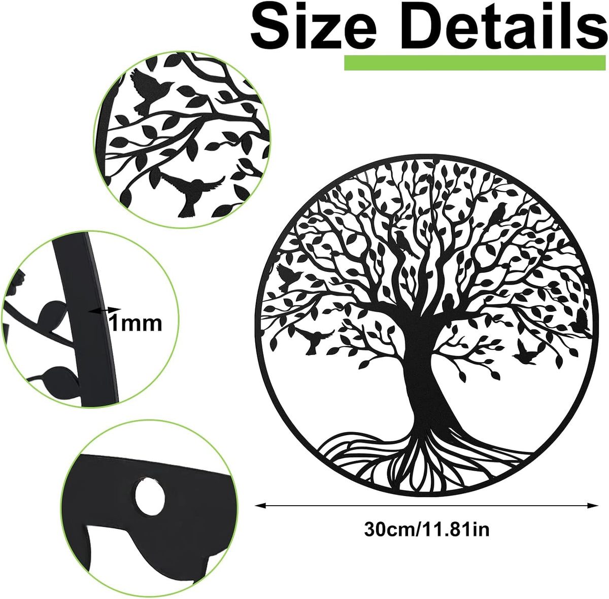 Demissle Tree of Life Metal Wall Art 11.8 Inch Wall Hanging Decor