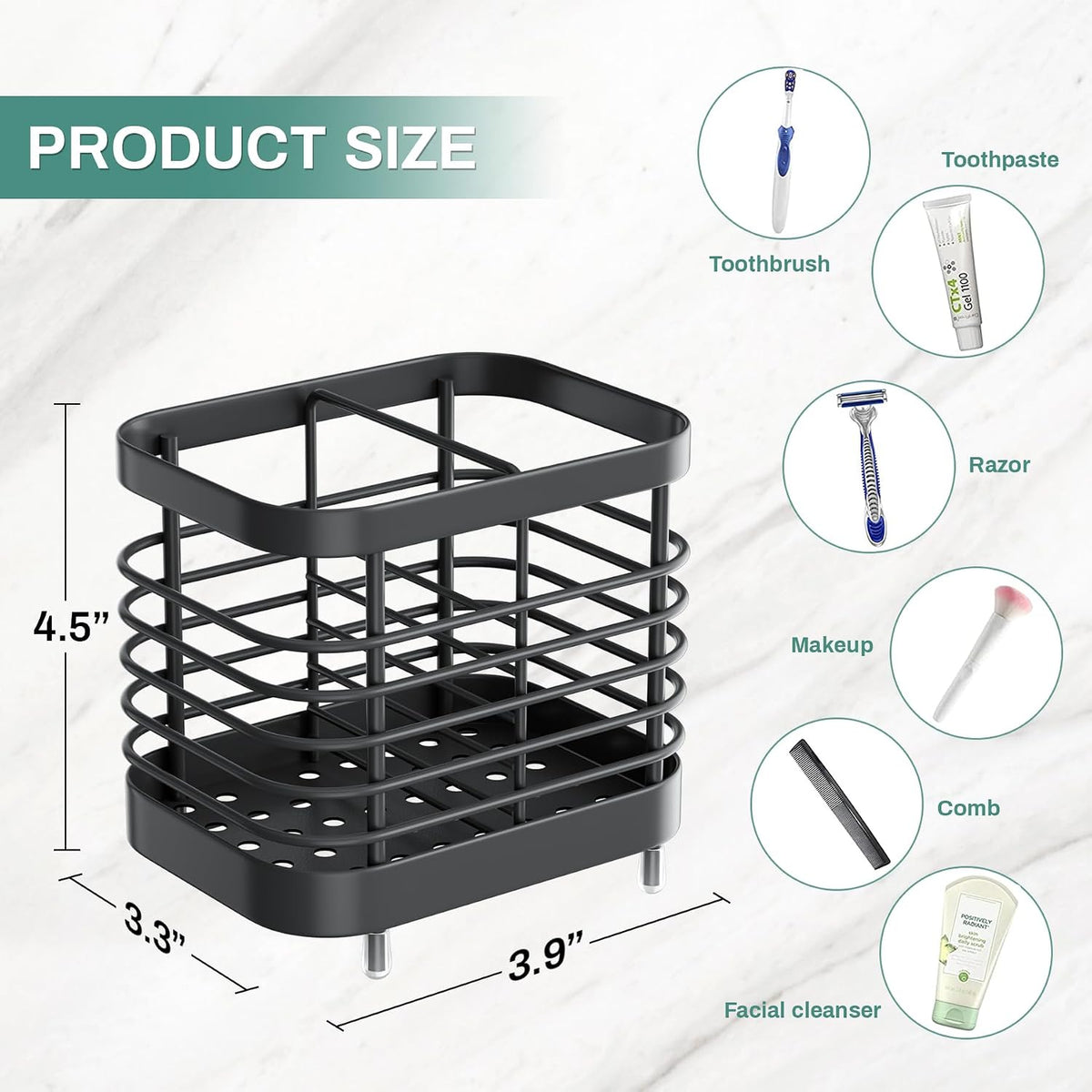 Stainless Steel Electric Toothbrush Holder for Bathroom Wall & Countertop