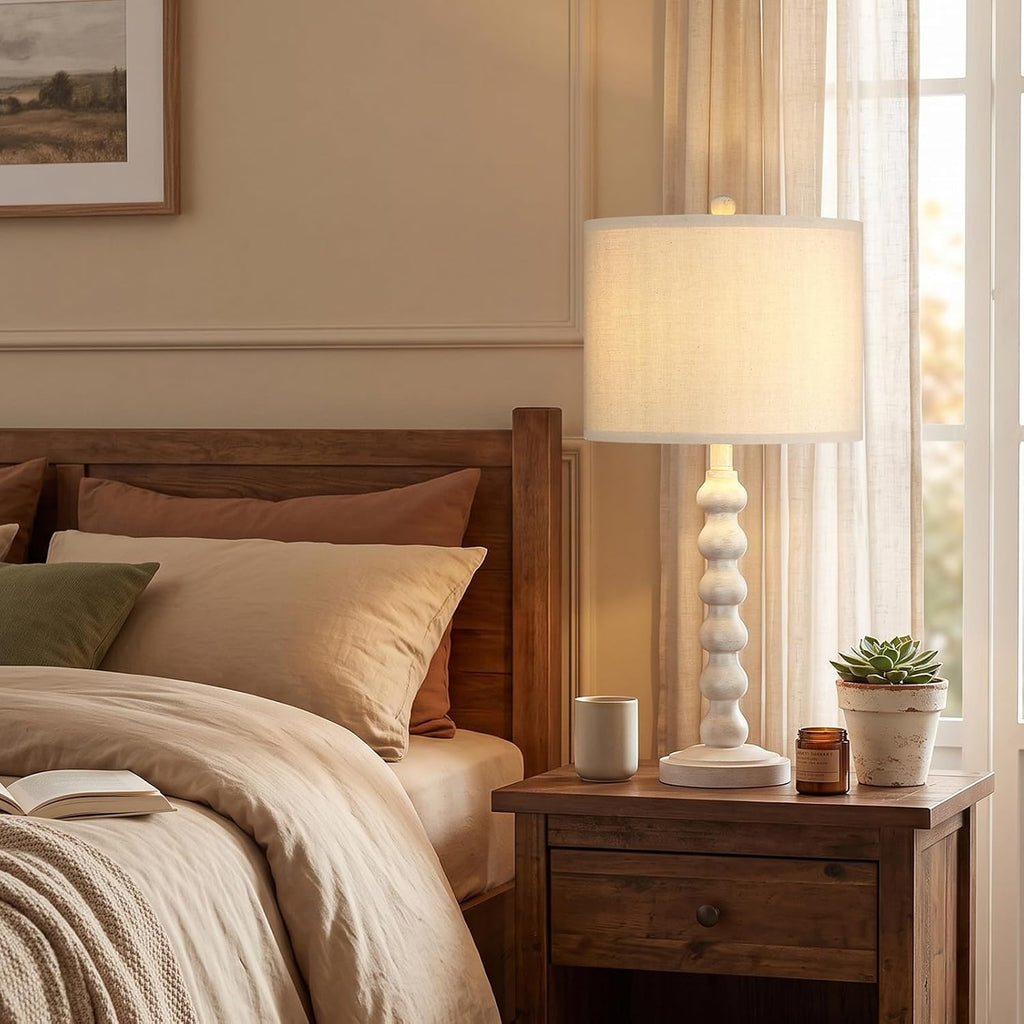 Lovlast 27" Farmhouse Modern Off White Table Lamps for Living Room Bedroom