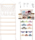 Hysagtek Hair Claw Clip Organizer - Large Capacity Mesh Bag Macrame Scrunchies Holder Hair Ties Organizer Claw Clips Hanger Home Boho Decor for Wall Door Closet