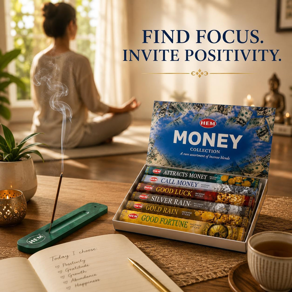 Hem Assorted Money Incense Sticks, 6 Fragrances x 20 Sticks, 120 Total