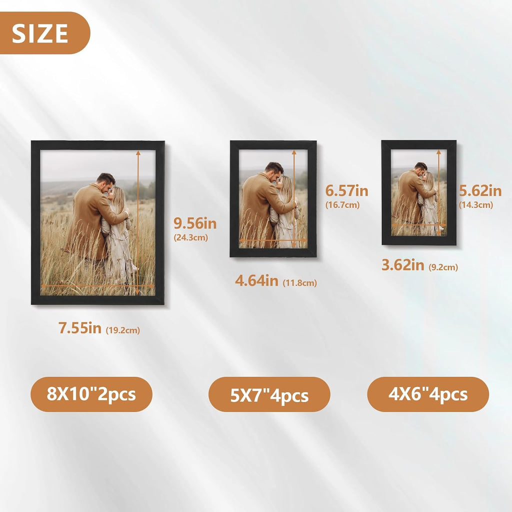 TWING Collage Picture Frames 10 Pack with Multi Size, Sleek Home Wall Decor