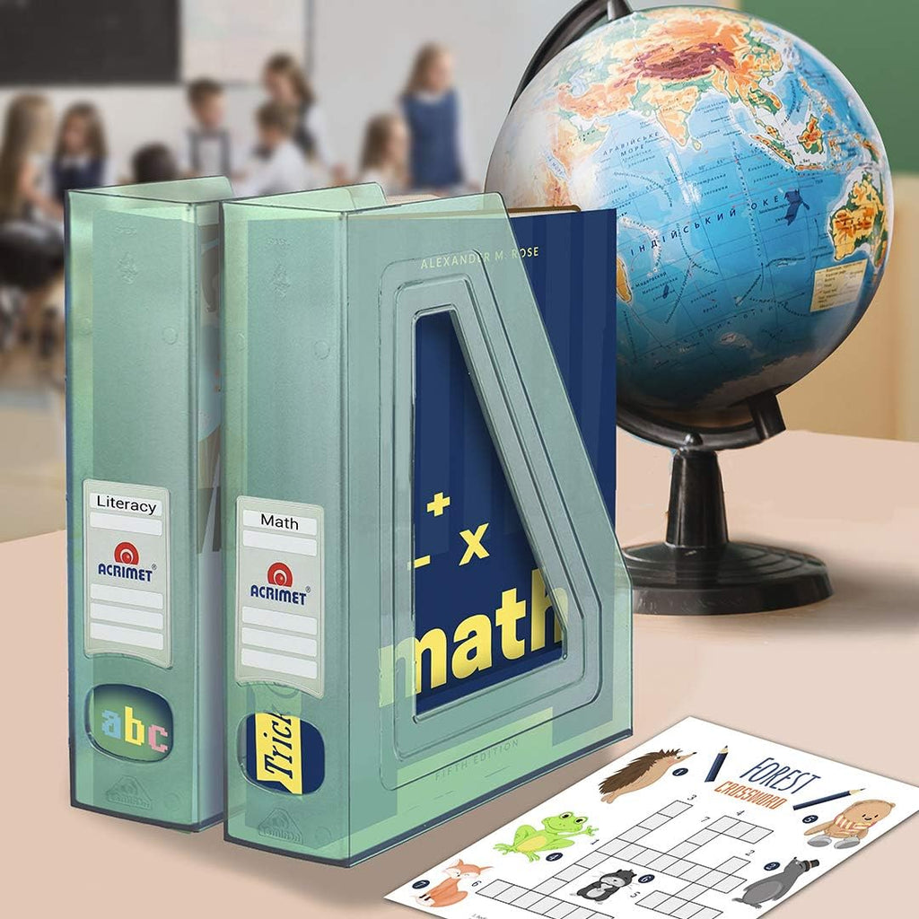 Acrimet Magazine File Holder, Vertical Desk Organizer, Clear Green, 2 Pack