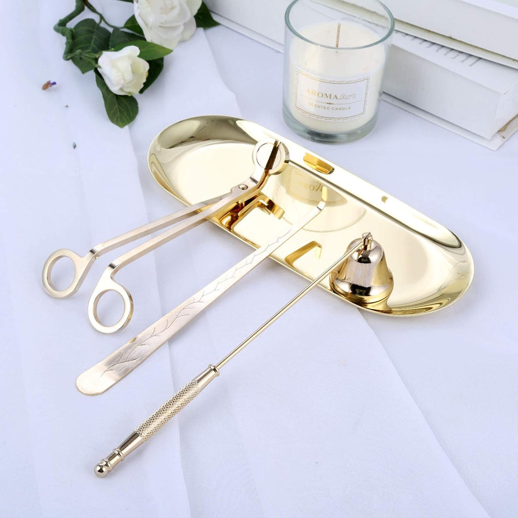 4 in 1 Candle Accessory Set, Candle Wick Trimmer Candle Cutter Gold