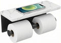 FORIOUS Double Marble Toilet Paper Holder with Phone Shelf, Mattle Black
