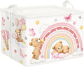 Clastyle Rainbow Kid Storage Basket Foldable Girl Laundry Hamper, 36L Bear
