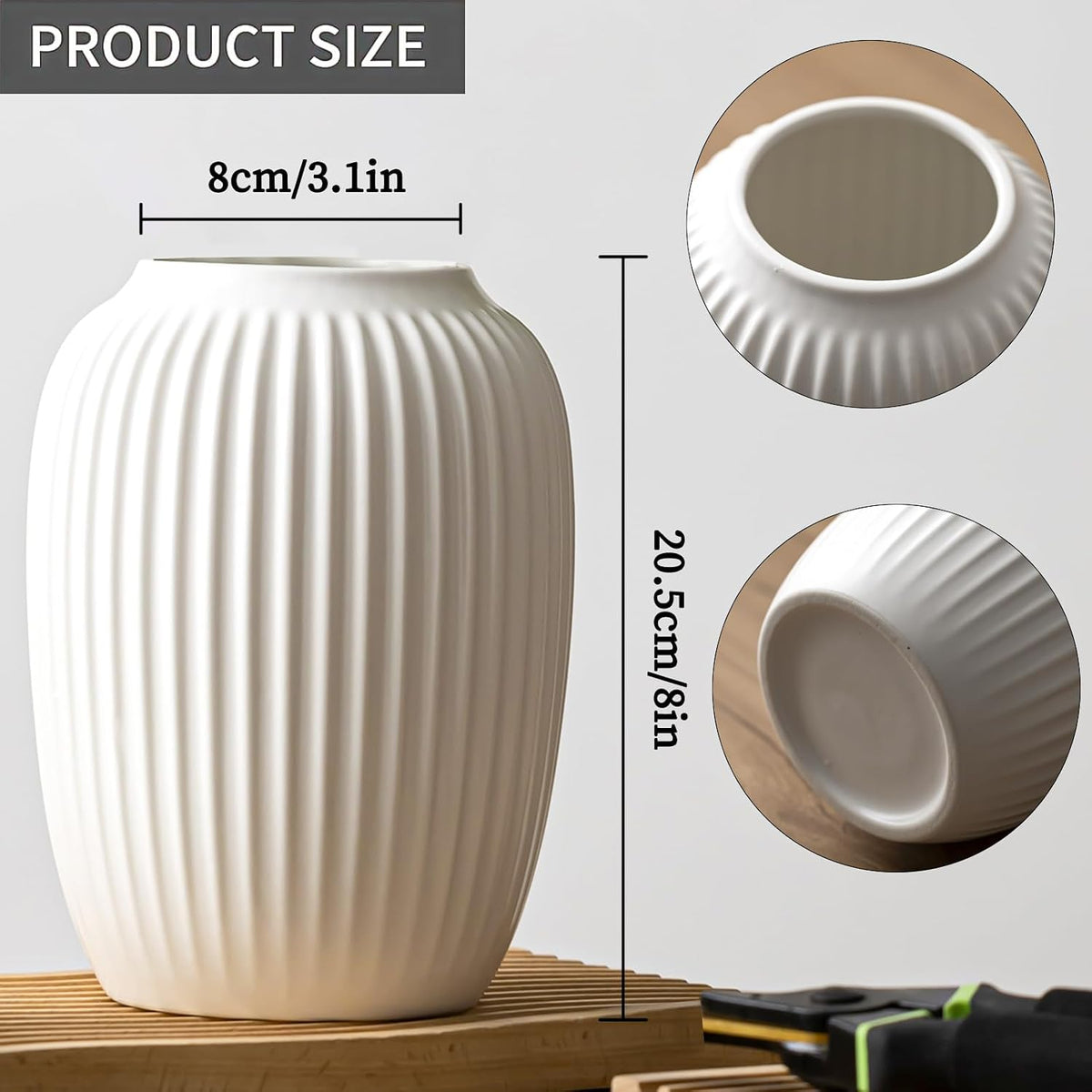 White Ceramic Vase - Minimalist Nordic Boho Matte Decor for Home & Office