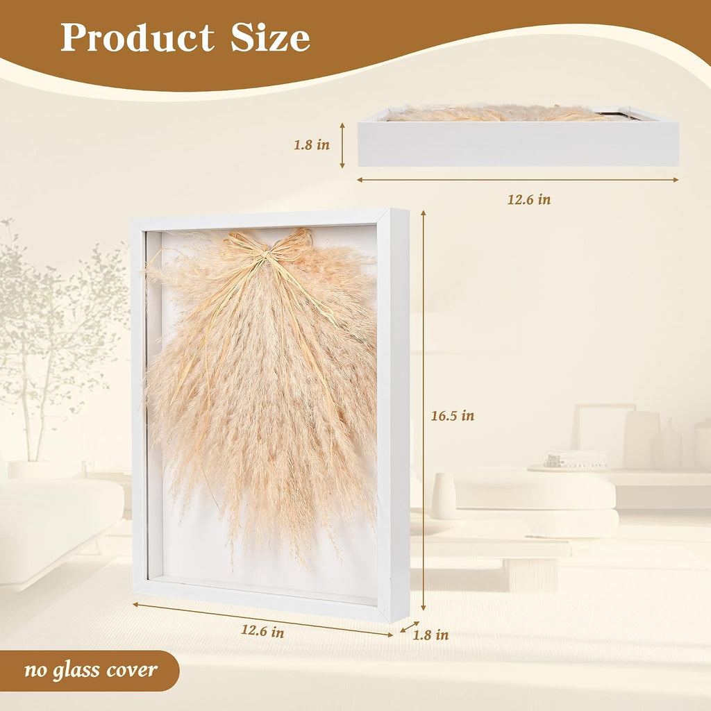 YZXZM Dried Pampas Grass Decorations for Boho Wall Art Decor in 16" Frame (Beige)