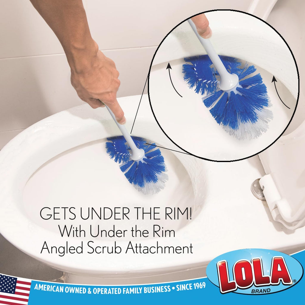 LOLA Classic Toilet Brush w/Under-The-Rim Scrubber, 6 Pack