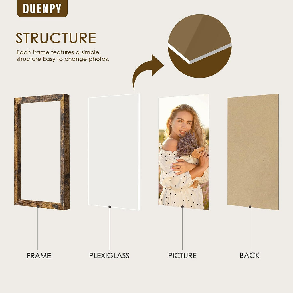 DUENPY 5 Folding 4x6 Accordion Wood Frame Plexiglass Brown