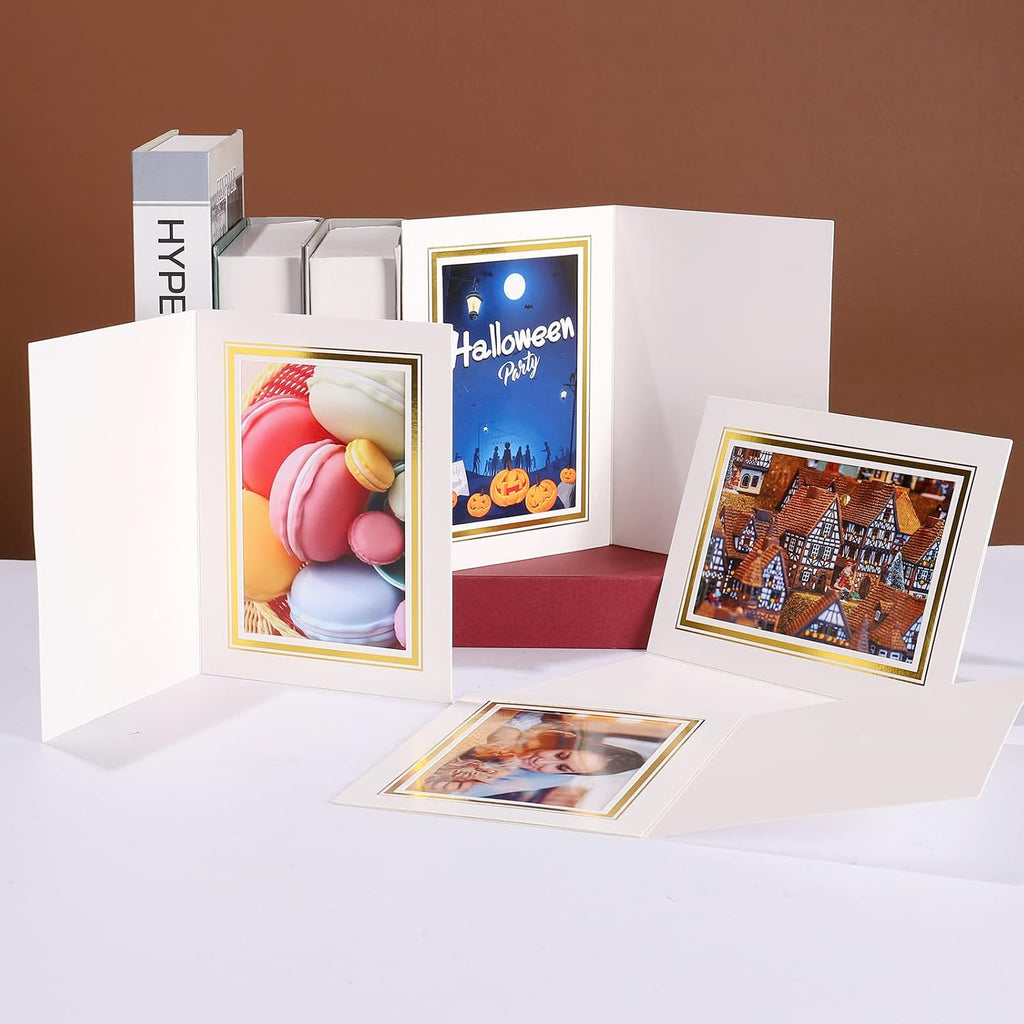4x6 Photo Folder, White Cardboard Picture Frame, Vertical Paper Photo Frame Cards Pack of 12.