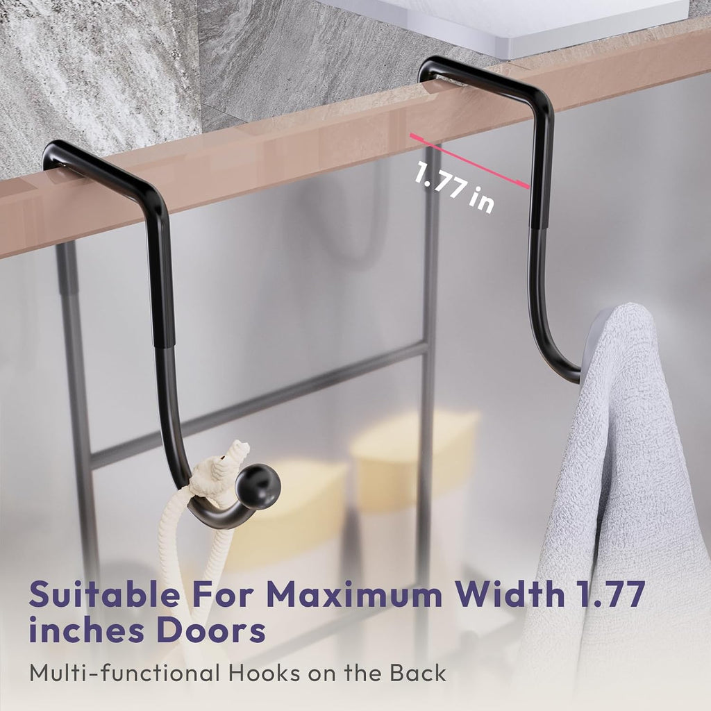 SWTYMIKI Over the Door Shower Caddy Hanging with Double Soap Holder, Hanging Shower Organizer with 16 Hooks, No Drilling Shower Shelves Over Door, Bathroom Rack and Storage, Black