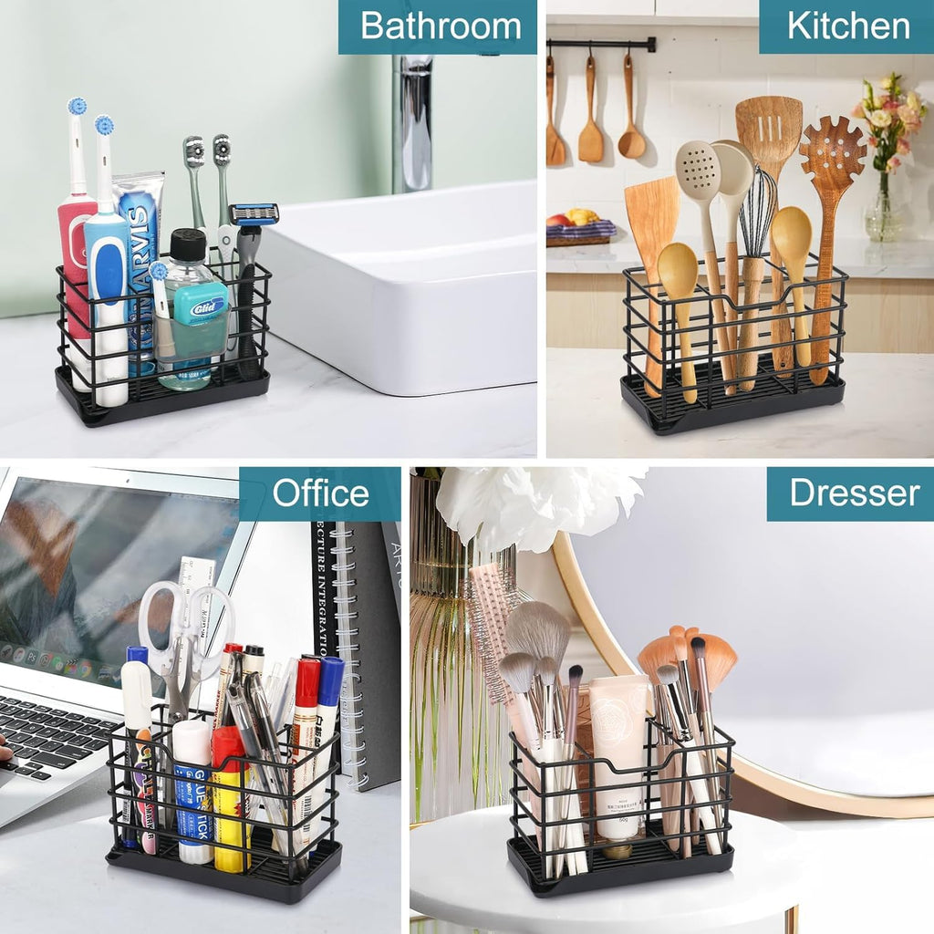 Toothbrush Holders for Bathroom, Black,Stainless Steel, Detachable, 5 Slot