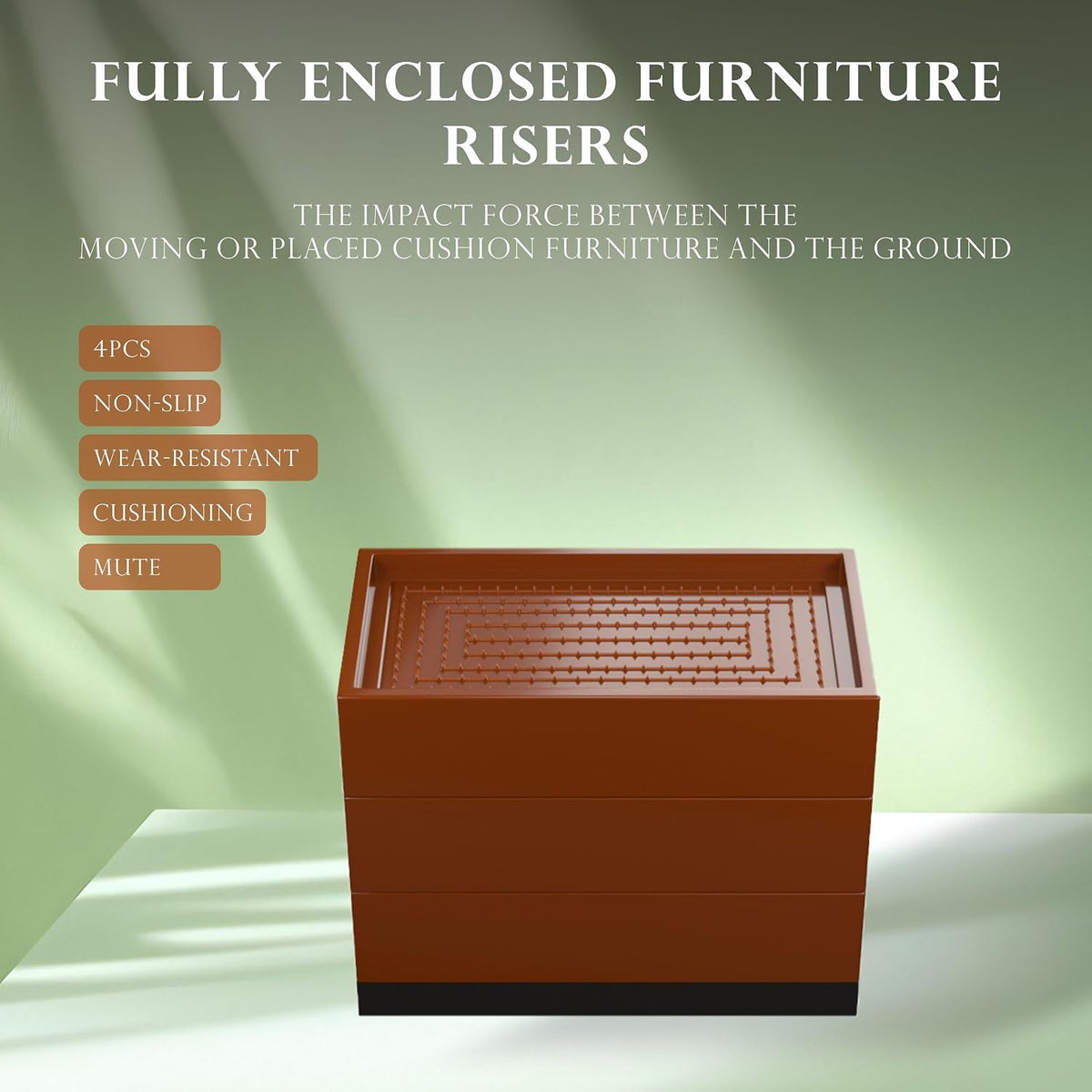 4Pcs Bed Risers Heavy Duty Adjustable 4.33" Furniture Risers Brown