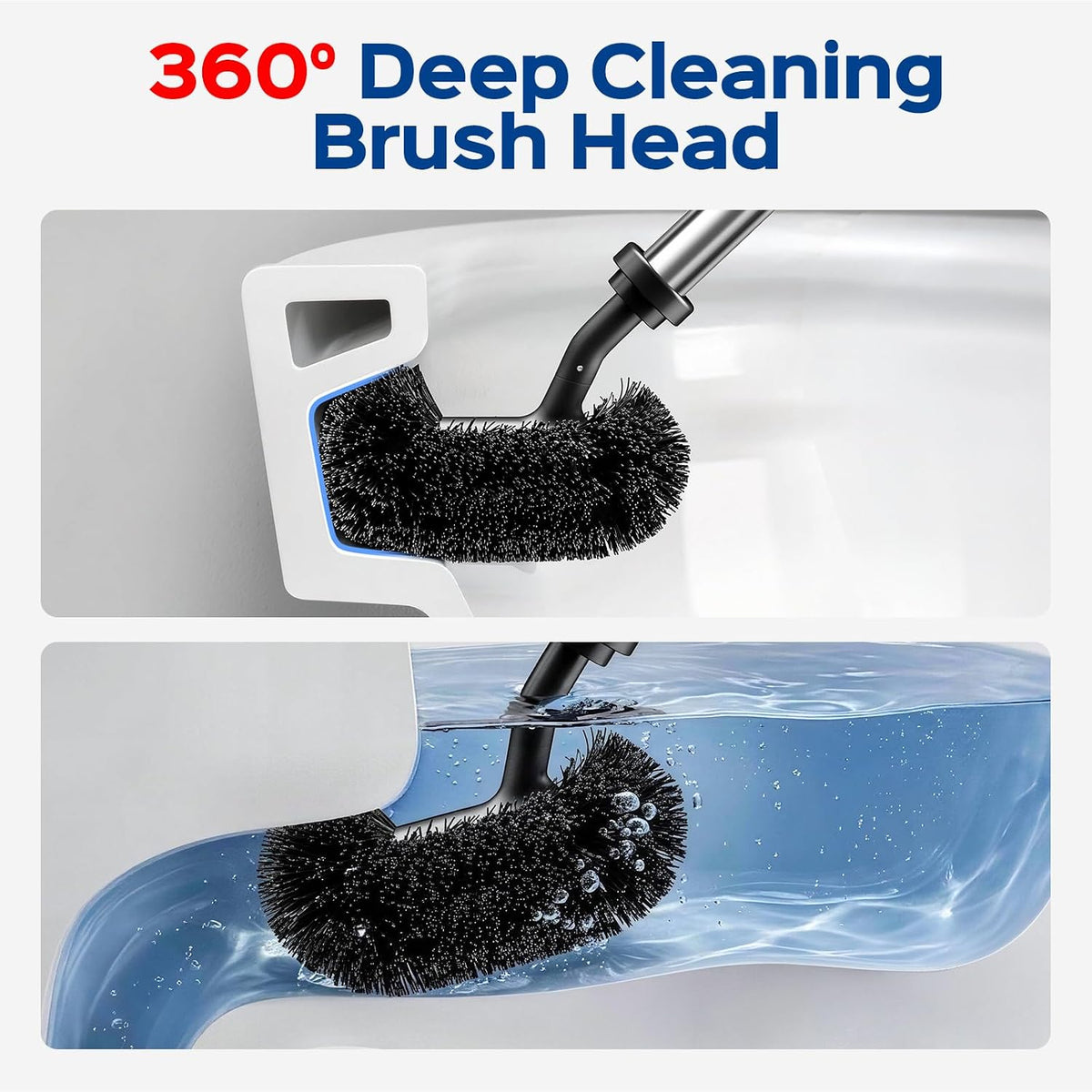 HAMITOR Toilet Bowl Brush and Plunger Set: 2-in-1 Hidden Holder