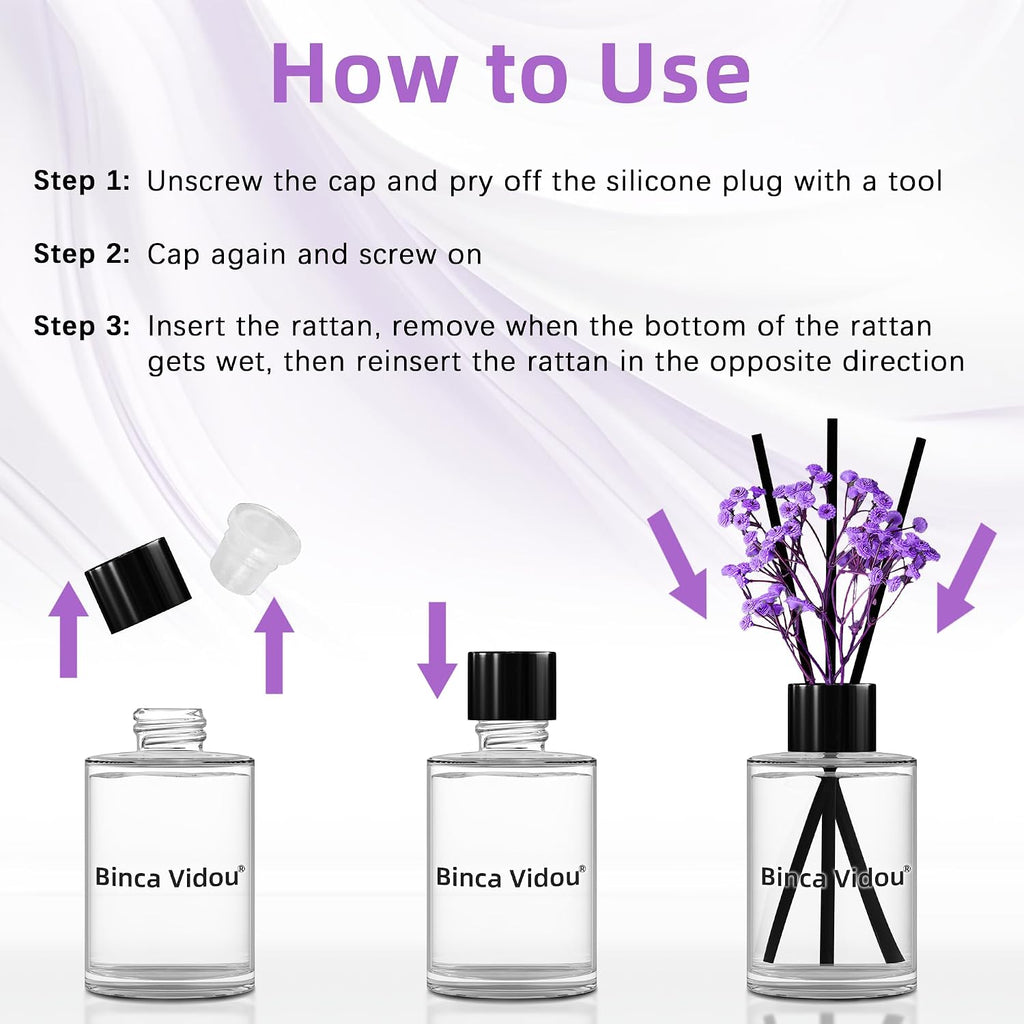 Reed Diffuser, Binca Vidou Lavender Scent Oil Diffusers Set for Home 2.7oz